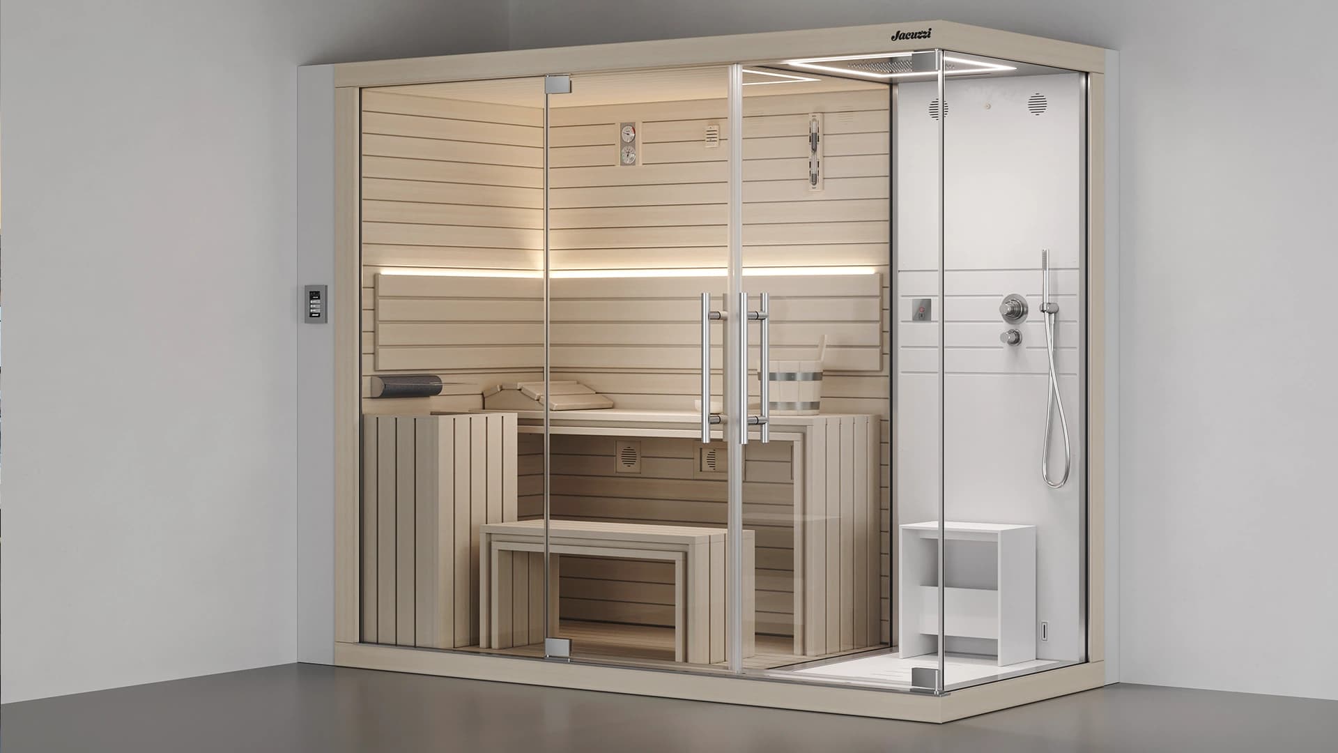 Cadă cu hidromasaj Caldera Spas® Ravello şi Saună Jacuzzi® Sasha Mi