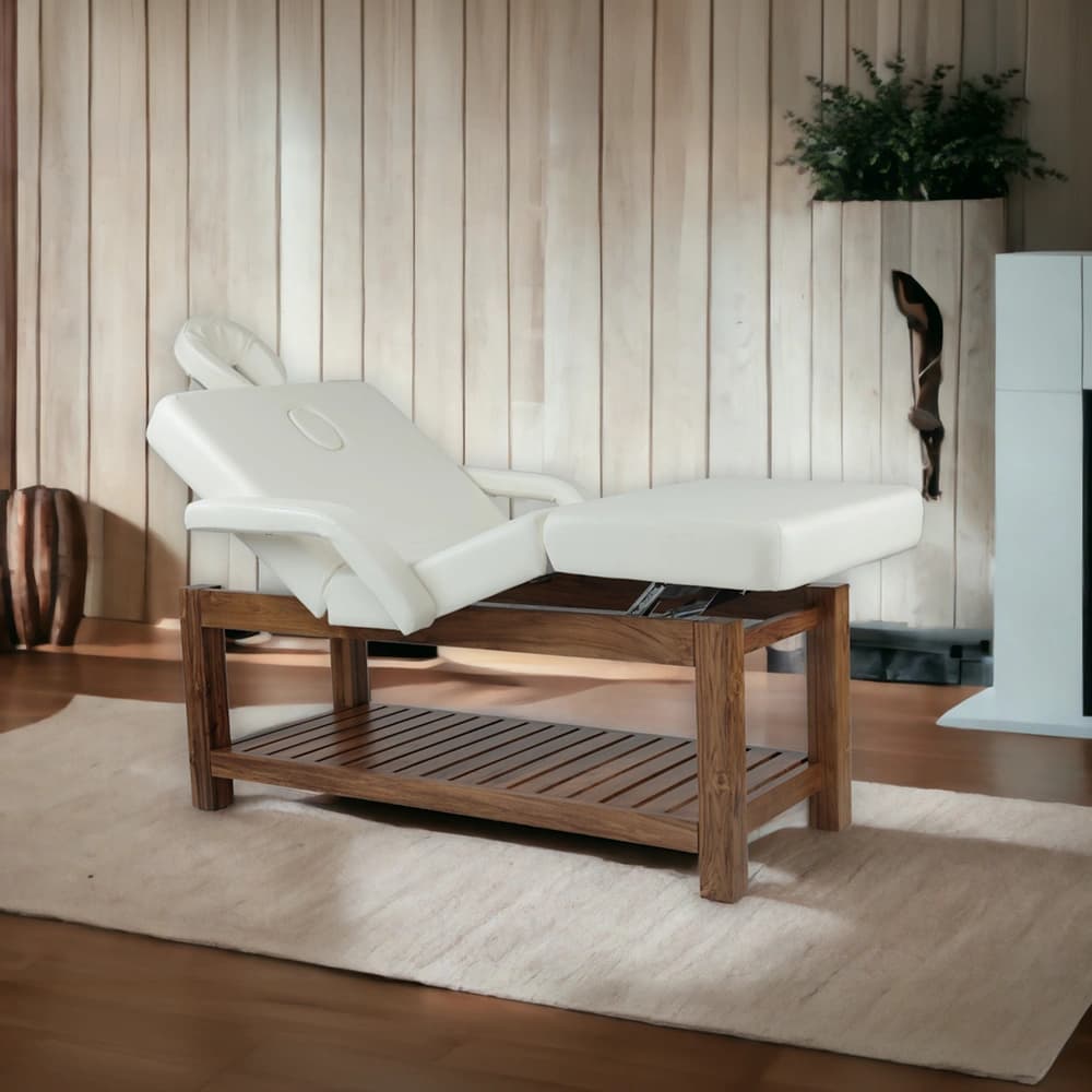 Pat din lemn de tec pentru estetică, masaj și relaxare – Flexy 1